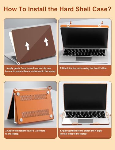 حزمة حافظة صلبة شفافة من PHOCAR لجهاز MacBook Air 13.6 بوصة، متوافقة مع موديلات M4/M3/M2 A3240/A3113/A2681، غطاء حماية برتقالي شفاف مع غطاء لوحة المفاتيح، واقي الشاشة ولوحة الماوس in Kuwait