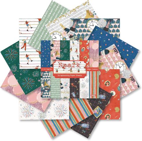 24 Sheets Festival Celebration Scrapbook Paper Black Gold Patterned 6 Inches Single-Sided Square Craft Paper Happy New Year Decor Origami Paper for Gift Card Making Die Cuts - 12 Design in Saudi Arabia