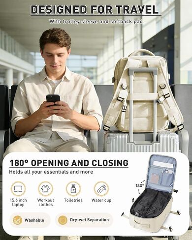 حقيبة ظهر WONHOX بختم فراغ للسفر مع مضخة هواء مضغوطة، حقيبة نهارية، منتج شخصي يمكن حمله أثناء الطيران، حقيبة كمبيوتر محمول موفر للمساحة، تخزين مع نظام تفريغ، حقيبة سفر للنساء والرجال، بيج in Kuwait