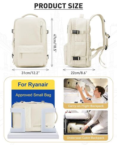 حقيبة ظهر WONHOX بختم فراغ للسفر مع مضخة هواء مضغوطة، حقيبة نهارية، منتج شخصي يمكن حمله أثناء الطيران، حقيبة كمبيوتر محمول موفر للمساحة، تخزين مع نظام تفريغ، حقيبة سفر للنساء والرجال، بيج in Kuwait