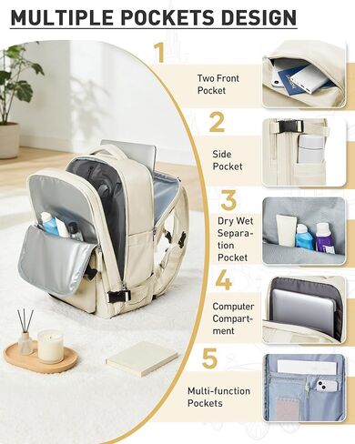 حقيبة ظهر WONHOX بختم فراغ للسفر مع مضخة هواء مضغوطة، حقيبة نهارية، منتج شخصي يمكن حمله أثناء الطيران، حقيبة كمبيوتر محمول موفر للمساحة، تخزين مع نظام تفريغ، حقيبة سفر للنساء والرجال، بيج in Kuwait
