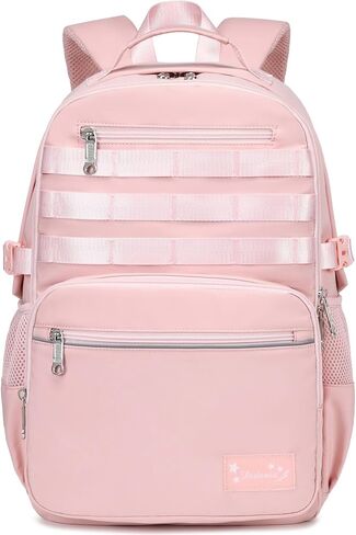 حقيبة ظهر للكمبيوتر المحمول مقاس 15.6 بوصة للفتيات المراهقات، حقيبة مدرسية للطلاب، سعة كبيرة مناسبة للسفر واليومي (أسود) in Kuwait