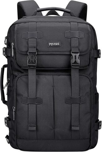 حقيبة ظهر للسفر من PIJUSHI للنساء والرجال قابلة للتحويل وحقيبة ظهر معتمدة للسفر تناسب كمبيوتر محمول مقاس 16 بوصة (PE053 أسود) in Kuwait