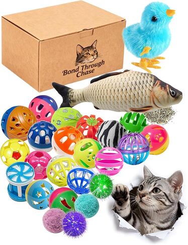ألعاب القطط، مجموعة مكونة من 19 قطعة للقطط والقطط الصغيرة، كرات غامضة، أجراس جلجل، فرخ الريح، سمكة النعناع البري، لعب تفاعلي ممتع in Kuwait