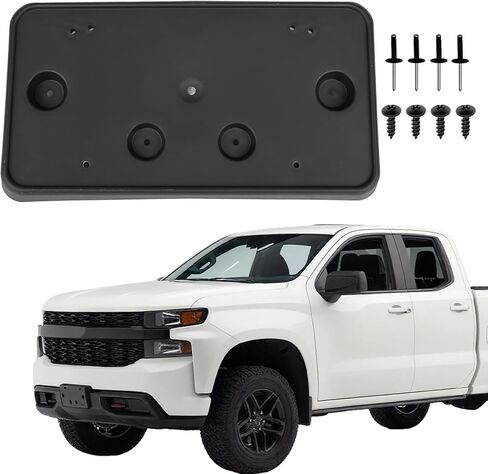 Front Bumper License Plate Frame Bracket Holder Compatible for Chevrolet Silverado 1500 2019 2020 2021 2022 84428905 GM1068200 in Kuwait