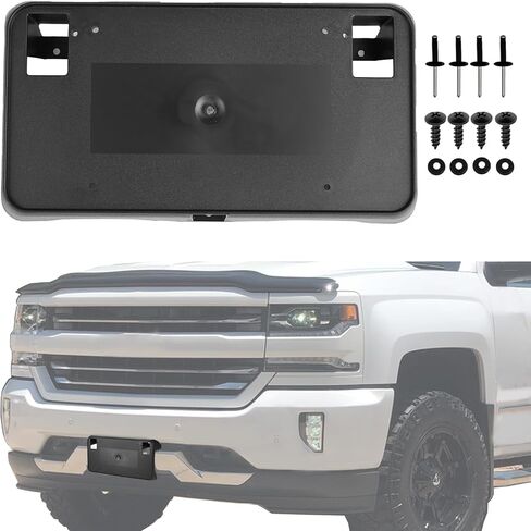 Front Bumper License Plate Frame Bracket Holder Compatible for Chevrolet Silverado 1500 2019 2020 2021 2022 84428905 GM1068200 in Saudi Arabia