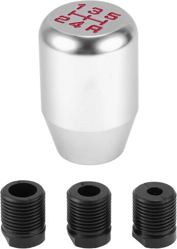 1 Set 6cm Universal Shift Knob - Car Gear Shifter Knob with 3 Adapter for 5 Speed Manual Transmission Vehicle - Aluminum Alloy Silver Tone Red in Saudi Arabia