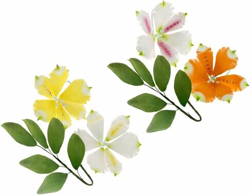 Global Sugar Art Alstroemeria Sugar Cake Flowers, Assorted Colors, 6 Count Set with Leaf Sprays by Chef Alan Tetreault in Kuwait