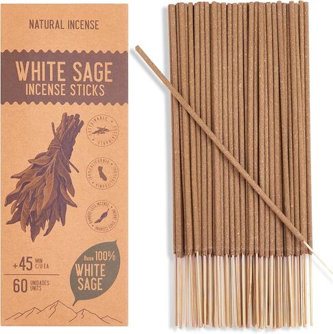 White Sage Incense Sticks - Total 60 Insence-Sticks - Smudging Incense for Positive Energy & Spiritual Cleansing in Kuwait