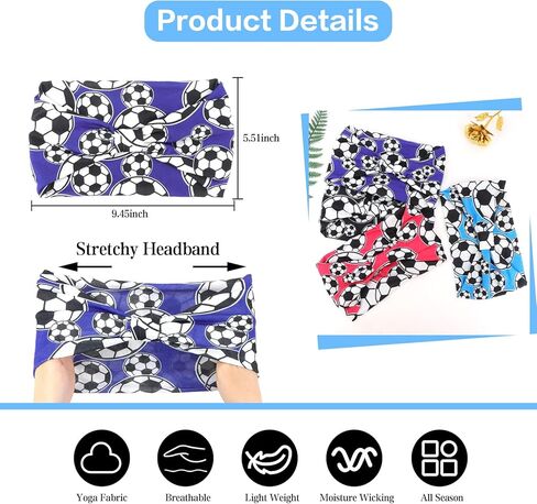 ANBALA 4 Pcs Soccer Headbands for Women Girls Boys Elastic Sweatband Headbands Adjustable Athletic Headband for Daily, Running, Football, and Outdoor Play in Kuwait