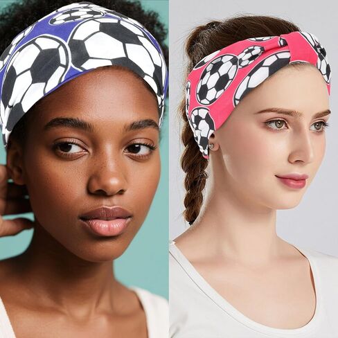 ANBALA 4 Pcs Soccer Headbands for Women Girls Boys Elastic Sweatband Headbands Adjustable Athletic Headband for Daily, Running, Football, and Outdoor Play in Kuwait