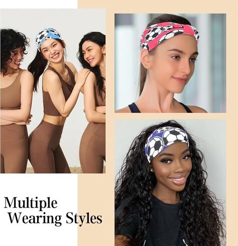 ANBALA 4 Pcs Soccer Headbands for Women Girls Boys Elastic Sweatband Headbands Adjustable Athletic Headband for Daily, Running, Football, and Outdoor Play in Kuwait