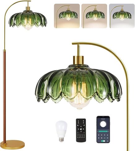 Arc Floor Lamp for Living Room Modern Floor Lamp with Remote Control,Dimmable Crystal Floor Lamp Black Standing Lamp with 10 Color Temperature Tall Chandelier Floor Lamp for Bedroom Corner in Saudi Arabia