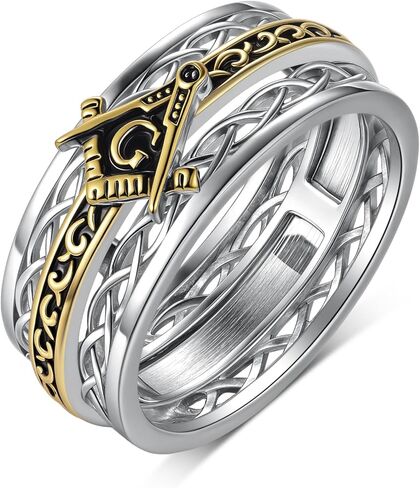Masonic Rings 925 Sterling Silver Freemason Jewelry Anxiety Fidget Ring Free Mason Rings Freemason Gifts in Saudi Arabia