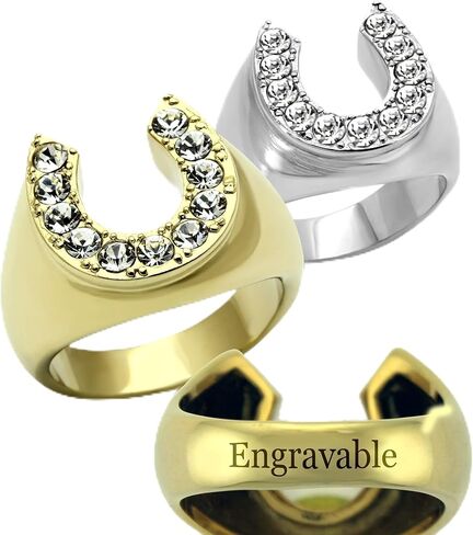 YVO Men's Personalized Lucky Horseshoe Ring - Gold and Stainless Steel in Saudi Arabia