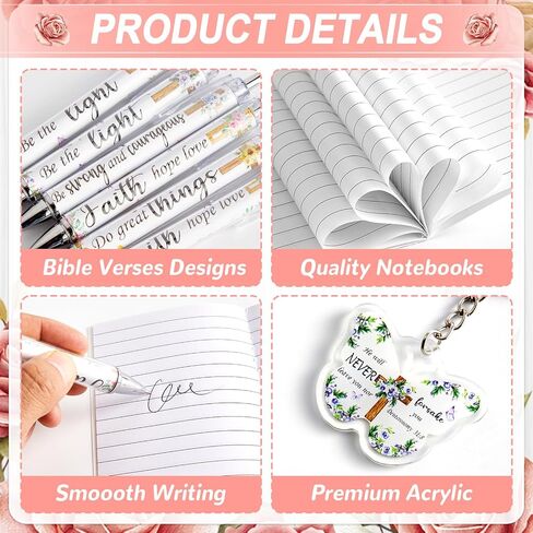 48 Pcs Christian Bulk Gifts for Women Valentines Religious Gift Bible Verse Pens Notebooks Scripture Ballpoint Pens Inspirational Verse Keychains Prizes for Church Office Coworker Supplies(Floral) in Saudi Arabia