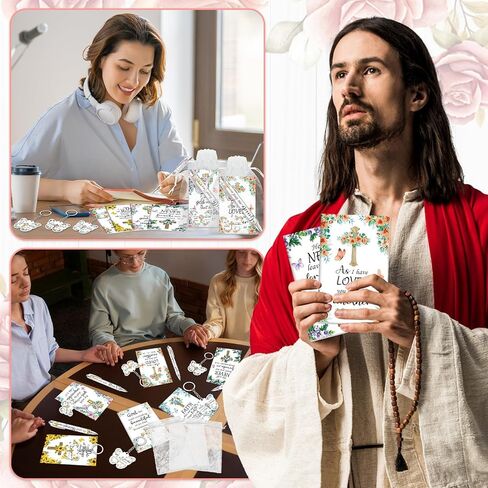 48 Pcs Christian Bulk Gifts for Women Valentines Religious Gift Bible Verse Pens Notebooks Scripture Ballpoint Pens Inspirational Verse Keychains Prizes for Church Office Coworker Supplies(Floral) in Saudi Arabia