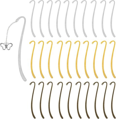 15 Pack Gold Metal Bookmark Hook DIY Bookmarks Antique Tibetan Carved with Loop for Crafting (5 Styles & Silver/Gold/Bronze) in Kuwait