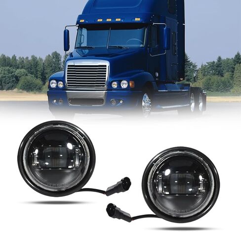 LED Fog Lights with Bulbs, Black Pair - Compatible with 2000-2015 Freightliner Columbia & 2004-2015 Century - Front Fog Lamp Assembly Replacement for Passenger and Driver Side in Saudi Arabia