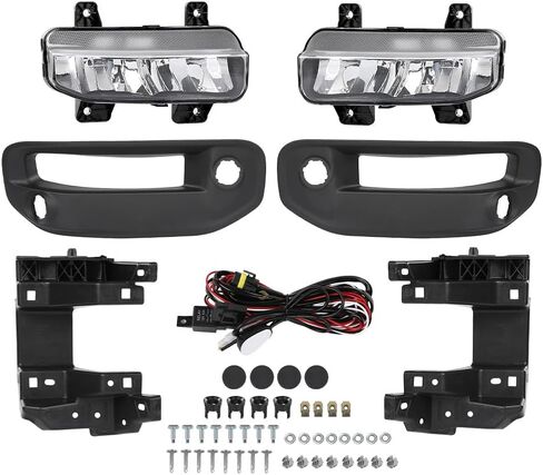 مجموعة مصابيح الضباب LED للمصد الأمامي LQI ودعامة وغطاء مصابيح الضباب متوافقة مع دودج رام 1500 2019-2021 68273291AB، 68273292AB، 68312234AB، 82215273AB، CH2592158، CH2593158 in Kuwait