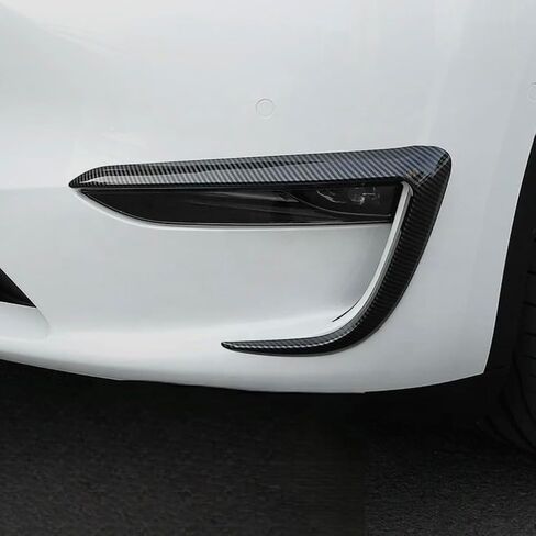 Carbon Pattern Fog Light Trim Cover Set for Tesla Model Y Legacy (2020-2025) – Custom Fit Front Bumper Fog Lamp Frame, Gloss Black ABS Exterior Accessories in Saudi Arabia
