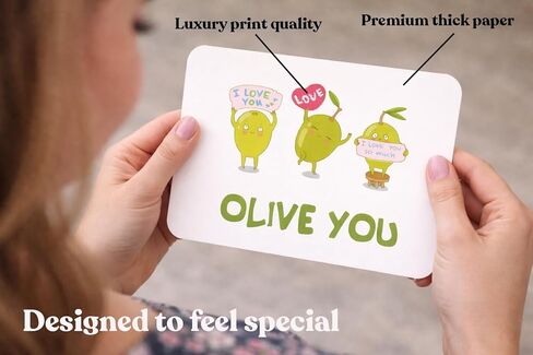 Cute Pun I Love Card with Envelope – “Olive You" – Funny Romantic Greeting Card for Valentines Day, Anniversary, or Birthday | Pairs well with gifts for men and women in Kuwait