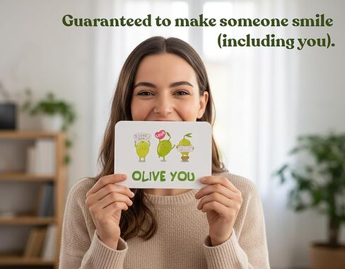 Cute Pun I Love Card with Envelope – “Olive You" – Funny Romantic Greeting Card for Valentines Day, Anniversary, or Birthday | Pairs well with gifts for men and women in Kuwait
