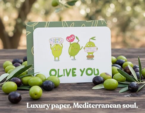 Cute Pun I Love Card with Envelope – “Olive You" – Funny Romantic Greeting Card for Valentines Day, Anniversary, or Birthday | Pairs well with gifts for men and women in Kuwait
