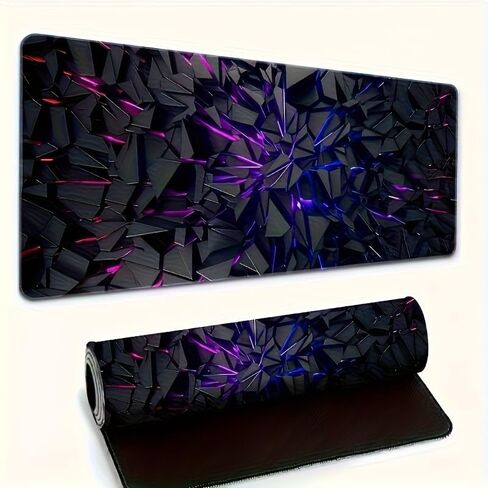 Extra-Large Futuristic Black Mouse Pad with Vibrant Neon Lines Rubber Base & Precision Edge Stitching - Durable Desk Mat for Gaming & Office Decor in Saudi Arabia