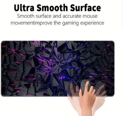 Extra-Large Futuristic Black Mouse Pad with Vibrant Neon Lines Rubber Base & Precision Edge Stitching - Durable Desk Mat for Gaming & Office Decor in Saudi Arabia