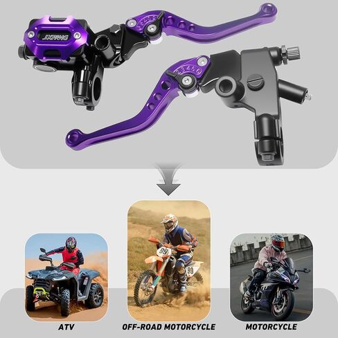 Left & Right Motorcycle 7/8 Inch 22mm Handlebar Brake Master Cylinder Clutch CNC Lever Upgrade Universal for Yamaha Harley Kawasaki Suzuki Honda, Piston Diameter 12.7mm (Purple) in Saudi Arabia