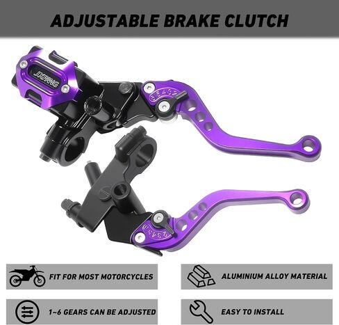 Left & Right Motorcycle 7/8 Inch 22mm Handlebar Brake Master Cylinder Clutch CNC Lever Upgrade Universal for Yamaha Harley Kawasaki Suzuki Honda, Piston Diameter 12.7mm (Purple) in Saudi Arabia