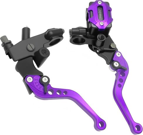 Left & Right Motorcycle 7/8 Inch 22mm Handlebar Brake Master Cylinder Clutch CNC Lever Upgrade Universal for Yamaha Harley Kawasaki Suzuki Honda, Piston Diameter 12.7mm (Purple) in Kuwait