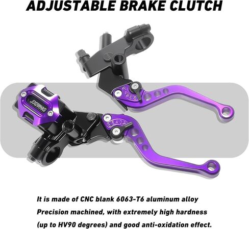 Left & Right Motorcycle 7/8 Inch 22mm Handlebar Brake Master Cylinder Clutch CNC Lever Upgrade Universal for Yamaha Harley Kawasaki Suzuki Honda, Piston Diameter 12.7mm (Purple) in Saudi Arabia