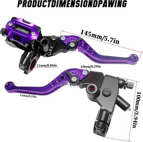 Left & Right Motorcycle 7/8 Inch 22mm Handlebar Brake Master Cylinder Clutch CNC Lever Upgrade Universal for Yamaha Harley Kawasaki Suzuki Honda, Piston Diameter 12.7mm (Purple) in Saudi Arabia