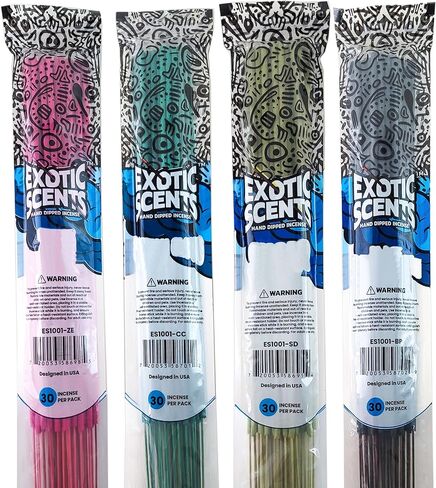 Exotic Scents 19" Hand Dipped Incense 4-Pack Assorted Scents (30-Sticks Per Pack) 120 Total Incense Sticks Variety Set in Saudi Arabia