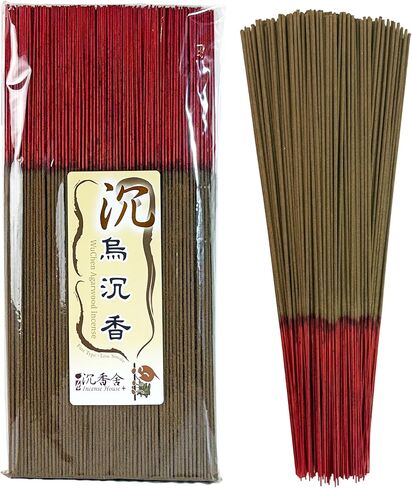 I H INCENSE HOUSE+ - أعواد بخور Wuchen Agarwood Joss 30 سم، 300 جرام (حوالي 380-420 أعواد رفيعة ومنخفضة الدخان) - بخور تقليدي من الخيزران للطقوس والصلاة والعبادة اليومية (1) in Kuwait