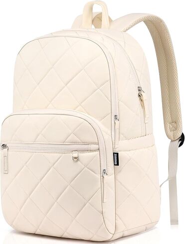 Backpack for Women, Quilted Puffer Casual Daypack, College School Backpack for Girls, Water-Resistant Bookbag for 15.6 Inch Laptop in Kuwait