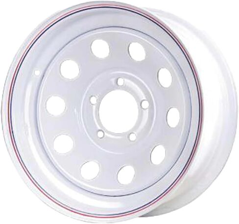 Premium Service 13x4.5 5 on 4.5 Modular Steel Trailer Wheel - White with Pinstripes in Saudi Arabia