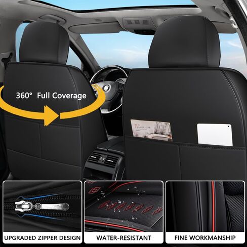 Front Set Leather Seat Covers for Toyota Sienna 1998-2024,Breathable and Waterproof Faux Leather Automotive Seat Cover,Full Wrapping Edge Car Seat Cushion Covers(Black Red,2PCS) in Saudi Arabia