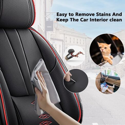 Front Set Leather Seat Covers for Toyota Sienna 1998-2024,Breathable and Waterproof Faux Leather Automotive Seat Cover,Full Wrapping Edge Car Seat Cushion Covers(Black Red,2PCS) in Saudi Arabia