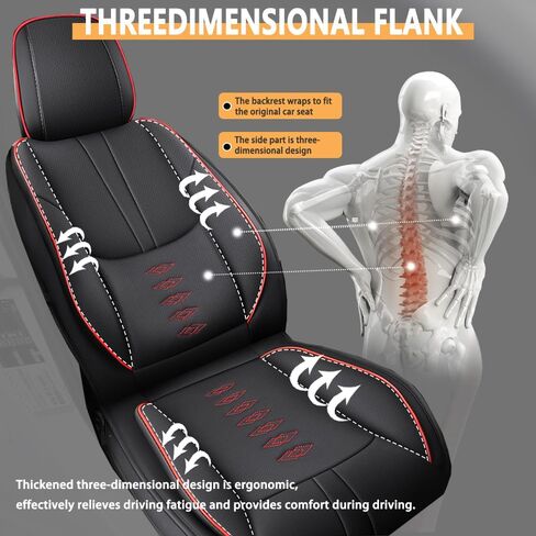 Front Set Leather Seat Covers for Toyota Sienna 1998-2024,Breathable and Waterproof Faux Leather Automotive Seat Cover,Full Wrapping Edge Car Seat Cushion Covers(Black Red,2PCS) in Saudi Arabia