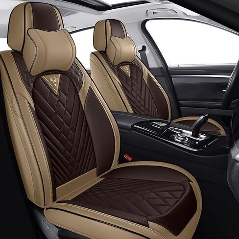 Car Seat Covers for Audi A6 1999-2026, Premium Nappa Leather Waterproof & Anti-Slip, Full Coverage Customized fit Audi A6 Seat Covers Full Set (5 Seats Standard,Black-White) in Kuwait