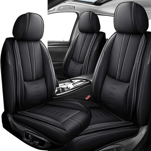 Front Set Leather Seat Covers for Toyota Sienna 1998-2024,Breathable and Waterproof Faux Leather Automotive Seat Cover,Full Wrapping Edge Car Seat Cushion Covers(Black Red,2PCS) in Saudi Arabia