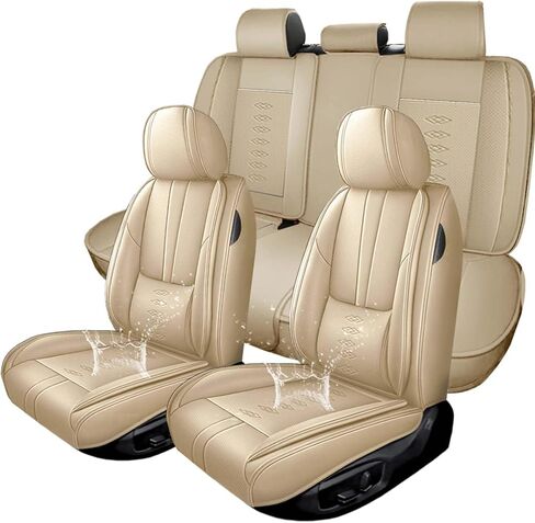 Full Set Seat Cover for Mercedes-Benz GLE 350/GLE 400/GLE 450/GLE 450 Plug-in Hybrid/GLE 450e/GLE 580,Waterproof Full Wrapping Edge Car Seat Covers(Beige,5PCS) in Saudi Arabia