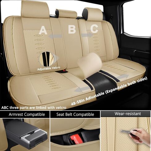Full Set Seat Cover for Mercedes-Benz GLE 350/GLE 400/GLE 450/GLE 450 Plug-in Hybrid/GLE 450e/GLE 580,Waterproof Full Wrapping Edge Car Seat Covers(Beige,5PCS) in Saudi Arabia