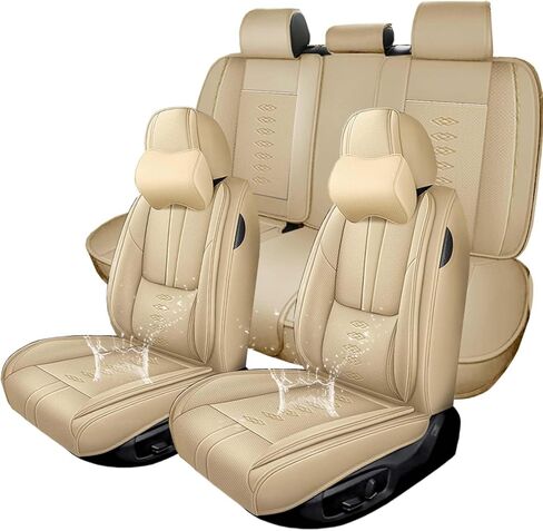 Full Set Seat Cover for Mercedes-Benz GLE 350/GLE 400/GLE 450/GLE 450 Plug-in Hybrid/GLE 450e/GLE 580,Waterproof Full Wrapping Edge Car Seat Covers(Beige,5PCS) in Saudi Arabia