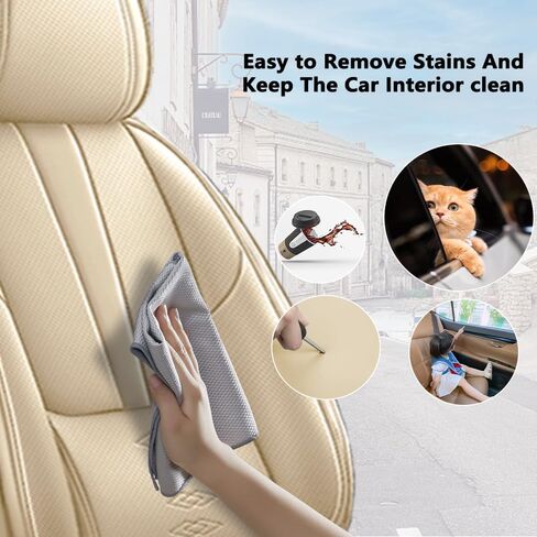 Full Set Seat Cover for Mercedes-Benz GLE 350/GLE 400/GLE 450/GLE 450 Plug-in Hybrid/GLE 450e/GLE 580,Waterproof Full Wrapping Edge Car Seat Covers(Beige,5PCS) in Saudi Arabia