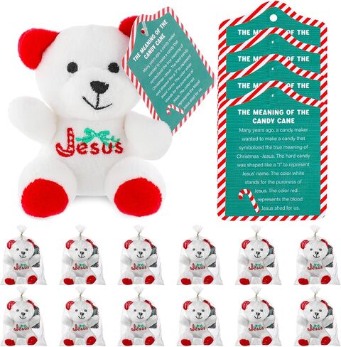 Poen 27 Pack Christmas Mini Plush Bears with Cards Set Jesus Winter Plush Bears Stuffed Animal for Classroom School Kids Exchange Prize Gifts Religious Bear Toy for Xmas Party Favors(Snowflake) in Saudi Arabia