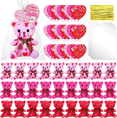 Poen 27 Pack Christmas Mini Plush Bears with Cards Set Jesus Winter Plush Bears Stuffed Animal for Classroom School Kids Exchange Prize Gifts Religious Bear Toy for Xmas Party Favors(Snowflake) in Saudi Arabia